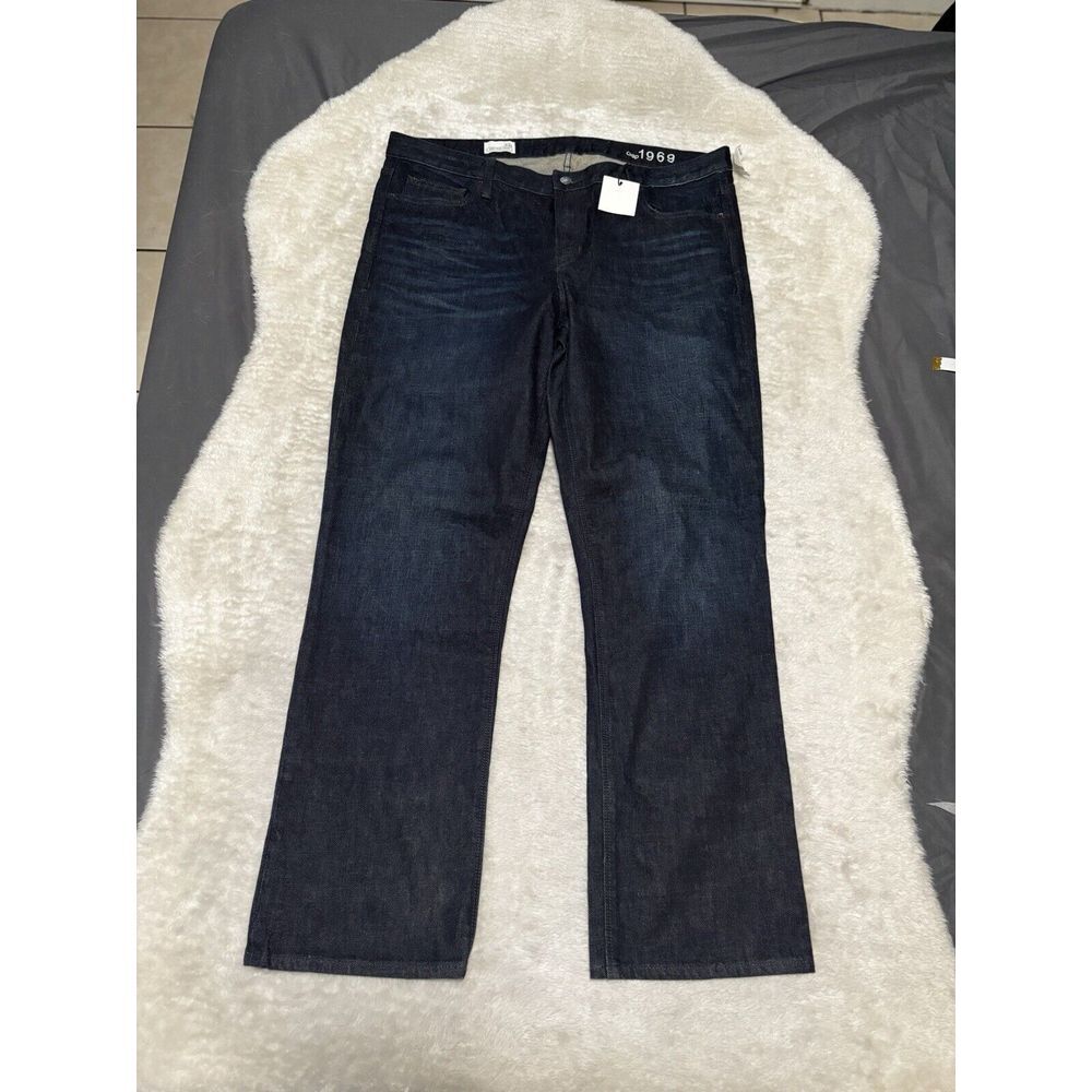 New Gap Womens High Rise Crop‎ Dark Blue Denim Jeans Size 38x31 Tall (read)
